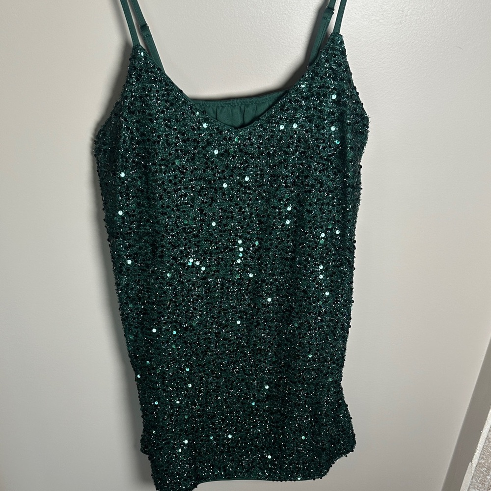 Lioness Dark Green Sequin mini dress